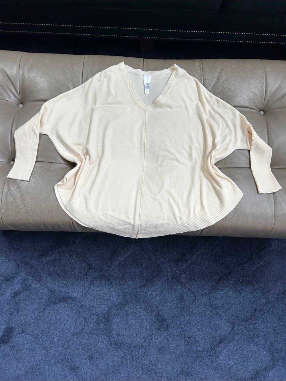 Women's Cream V-Neck Lightweight Sweater